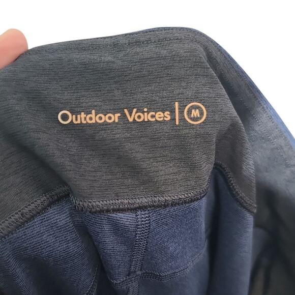 Outdoor Voices 3/4 Warm Up Colorblock Tights Blue Black Size Medium - Picture 3 of 4